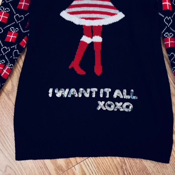 Long Sleeve Sweater Dress I WANT. IT ALL in Silver  Sequins - Picture 2 of 8